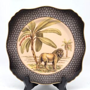 Godinger S. Marino Limoges Hand Painted 8 1/4" Safari Collection Plate GUC